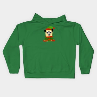 Christmas elf pug dog Kids Hoodie